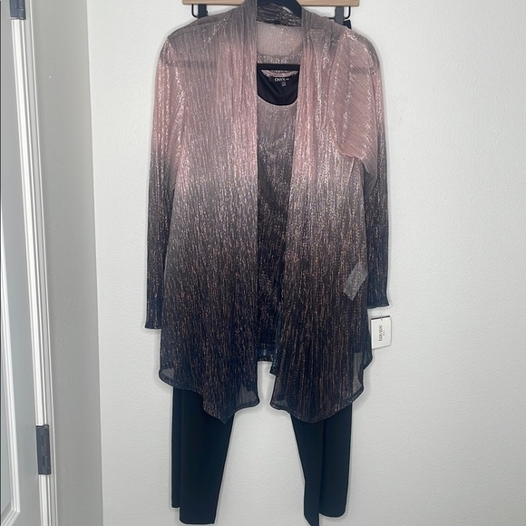 NWT David's Bridal Onyx Crinkled Ombre Plus Size Three-Piece Pantsuit - Picture 15 of 15